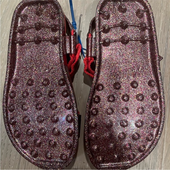 Mini Melissa Papete Rider Sandal kids youth jelly sandals red glitter size 4 NEW - Picture 5 of 7